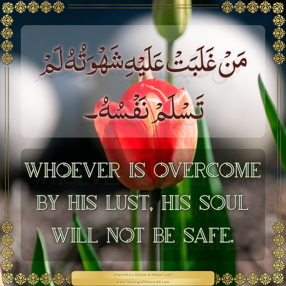 Whoever is overcome by his lust, his soul will not be safe.